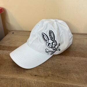 Psycho Bunny Serge White Adjustable Baseball Cap Hat OSFM